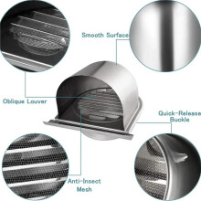 Stainless Steel Wall Air Vent Cover Extract Valve Grille Ducting Cover for Ventilation Outlet 150MM