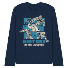 (L, Navy) Marvel Mens Best Dad In The Universe Long-Sleeved T-Shirt
