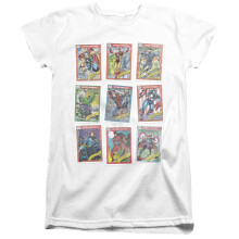 (M, White) Marvel Womens/Ladies Retro Trading Card Ringspun Cotton Fitted T-Shirt