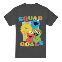 (M, Charcoal) Sesame Street Unisex Adult Squad Goals T-Shirt
