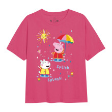 (3-4 Years, Fuchsia) Peppa Pig Girls Rainy Day T-Shirt