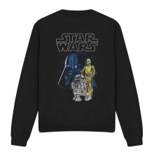 (L, Black) Star Wars Unisex Adult Vader And Droids Weave Long-Sleeved Sweatshirt
