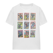(S, White) Marvel Womens/Ladies Grid Retro Trading Card T-Shirt