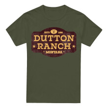 (L, Athletic Heather) Yellowstone Mens Dutton Ranch Distressed T-Shirt