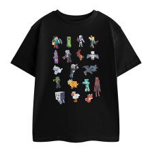 (7-8 Years, Black) Minecraft Boys Sprites Short-Sleeved T-Shirt