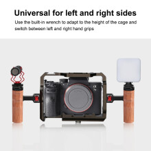 Wood Adjustable Left Right Handle for Monitor Cage 1/4 3/8 Screw Built-in 0.25 inches