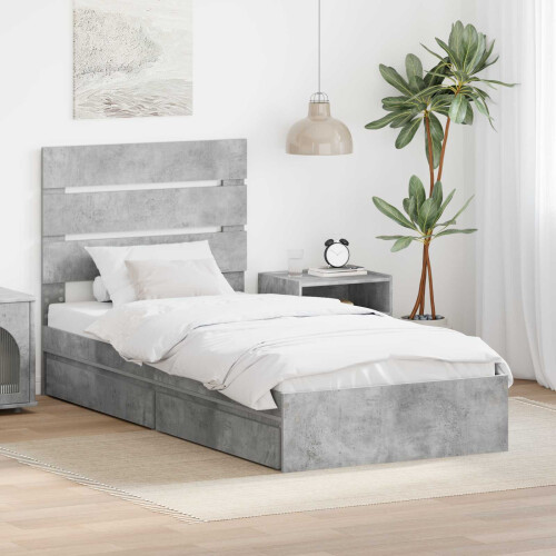 VidaXL vidaXL Storage Bed Concrete Grey 90 x 190 cm Engineered Wood