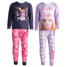 (7-8 Years, Violet/Navy/Pink) Barbie Girls Dream Team Long Pyjama Set (Pack of 2)