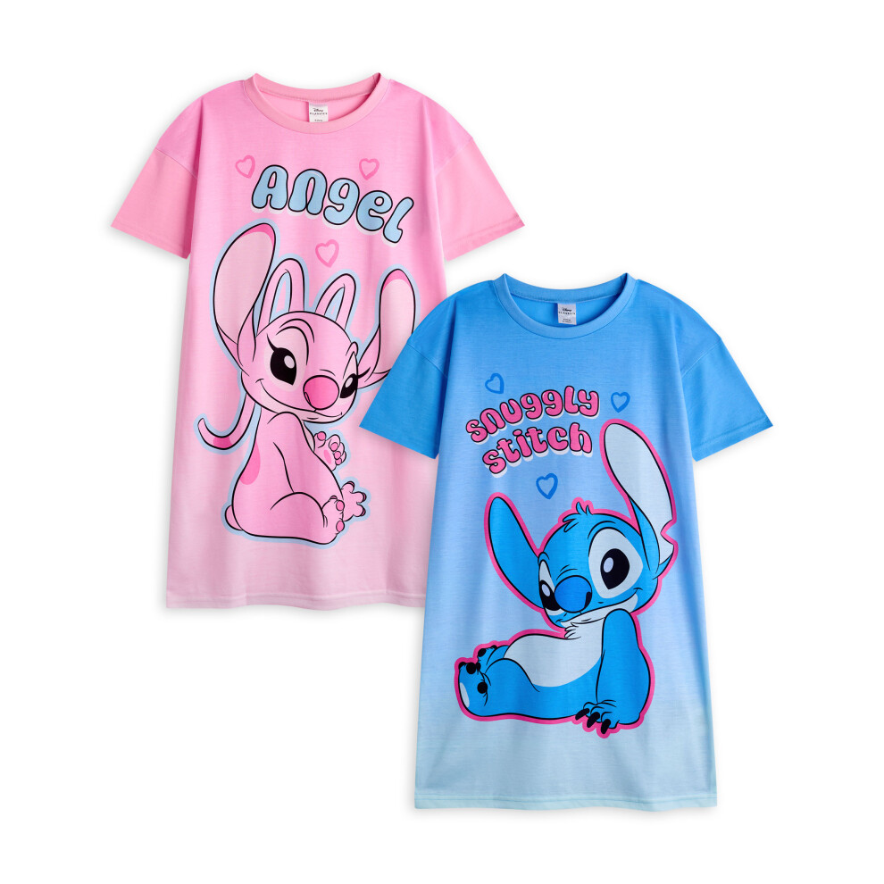 Disney (13-14 Years) Lilo & Stitch Multi-Pack Of 2 Short Sleeve Nightdress (Girls Multicoloured)