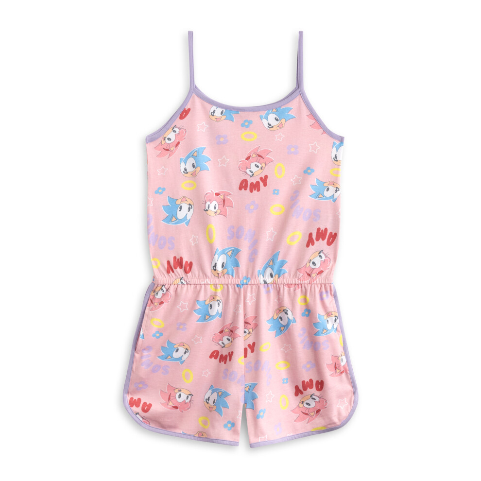 Sonic The Hedgehog (5-6 Years) Sleeveless Playsuit (Girls Pink)