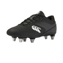 (6 UK, Black/White) Canterbury Mens Phoenix Raze Soft Ground Rugby Boots