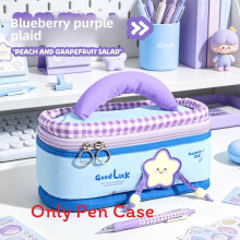 (Blue) Capacity Style Big Pen Bag With Star Design For Children And Use Office Supplies