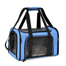 (Blue,40x25x25cm)Trasportino per Animali Domestici in PVC con Rete Traspirante e Scomparti Espandibili per Comodità