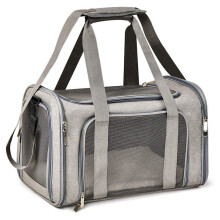 (Gray,40x30x30cm)Porta mascotas de PVC con malla transpirable y compartimentos expandibles para mayor comodidad
