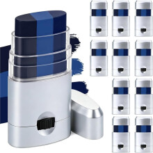 10 Stuks Blauwe Gezichtsverf Sticks Gekleurde Gezichtsverf Anti-Glare Blauwe Oog Zwarte Stick voor Honkbal Softbal Sport Atleten