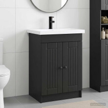 vidaXL Bathroom Furniture Set Black 56 x 37.5 x 81 cm Engineered Wood