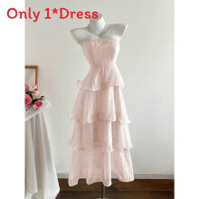 (Pink, S) Dress Slip Summer Ruffle Hem Soft Fabric Sleeveless For Gift Womens Fashion