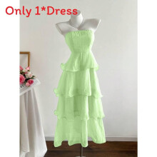 (Green, S) Dress Slip Summer Ruffle Hem Soft Fabric Sleeveless For Gift Womens Fashion