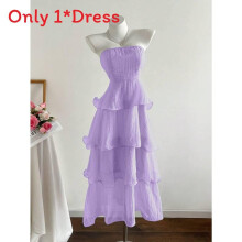 (Purple, L) Dress Slip Summer Ruffle Hem Soft Fabric Sleeveless For Gift Fashion Womens