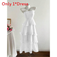 (White, XL) Dress Slip Summer Ruffle Hem Soft Fabric Sleeveless For Gift Fashion Womens