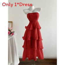 (Red, XS) Slip Dress Summer Ruffle Hem Soft Fabric Sleeveless For Womens Fashion Gift
