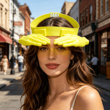 Creative And Funny Hand Palm Sun Hat/open Top Hair Accessory/hollow Outdoor Summer Cool Tool/fashionable And Versatile High-lookin