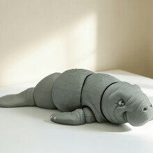 3D Printed Multi-jointed Articulated Manatee Statue, Simulated Marine Life Crafts, Wildlife Collection Fashion Toys