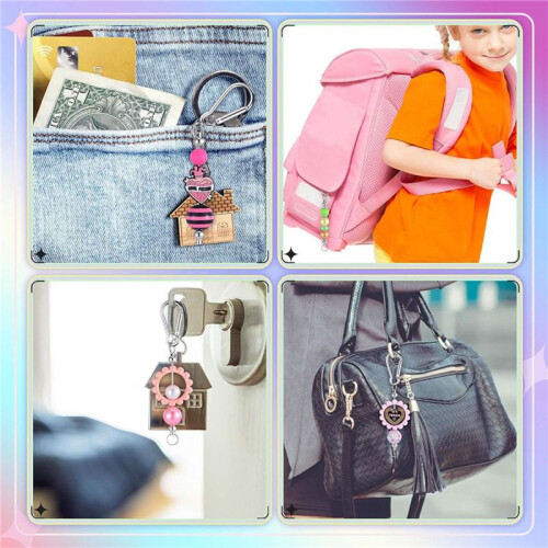 24Pcs Beadable Keychain Bars Silver Bead Keychain Bulk DIY Blank Keychain Bar for Bead Snap Hook Keychain for Making DIY