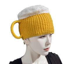Beer Mug Hats - Stretchy Autumn And Winter Beer Hats For Men And Women, Warm Winter Knitted Beanie, Fun Hop Flower Design