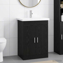 vidaXL Bathroom Furniture Set Black Oak 61 x 40 x 84.5 cm