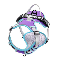 (Purple,L)Nonslip Nylon Dog Chest Harness With Reflective And Breathable Design For Secure