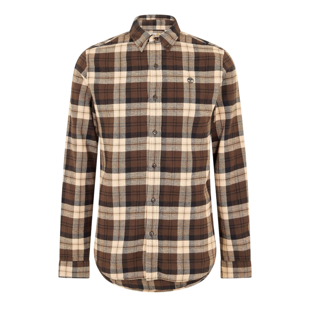 Timberland (Xl, Chocolate Brown) Mens Checked Casual Button-Down Shirt