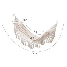 (WHITE) 【Breeins】Tassel Hammock Outdoor Folding Camping Woven Canvas Swing Anti-rollover Portable Hanging Chair Yard Garden