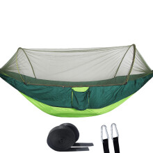 (Green Duplex) 2-in-1-Camping-Hängematte mit Moskitonetz, 1,6 Pfund, ultraleichtes Fallschirm-Nylon-Hängebett für Outdoor-Überlebensreisen