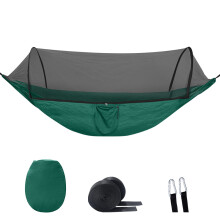 (Dark green) 2-in-1-Camping-Hängematte mit Moskitonetz, 1,6 Pfund, ultraleichtes Fallschirm-Nylon-Hängebett für Outdoor-Überlebensreisen