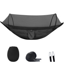 (Black) 2-in-1-Camping-Hängematte mit Moskitonetz, 1,6 Pfund, ultraleichtes Fallschirm-Nylon-Hängebett für Outdoor-Überlebensreisen