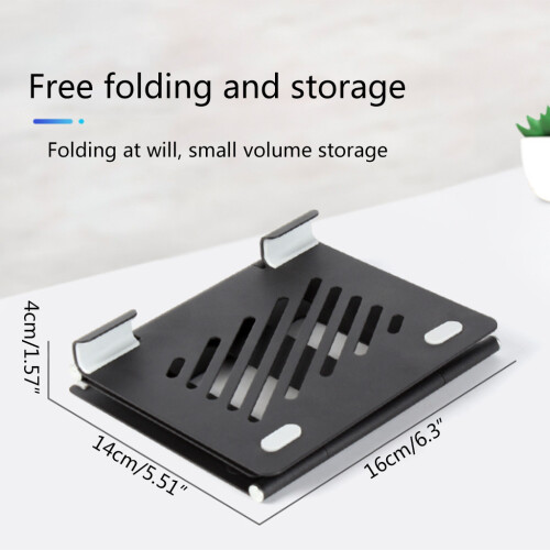 Foldable Laptop Stand Adjustable Notebook Bracket Portable Tablet Cooler Black 2