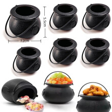 (6PCS) 12pcs Black Cauldron with Handle, Magic Witch Cauldron Kettles Halloween Pot Candy Bowl Holder for Halloween & St. Patrick’s Day
