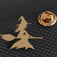 (2) Stainless Steel High Quality Unique Metal Witch Flying On A Broom Hat Brooch Magical Halloween Mother Gift Jewelry