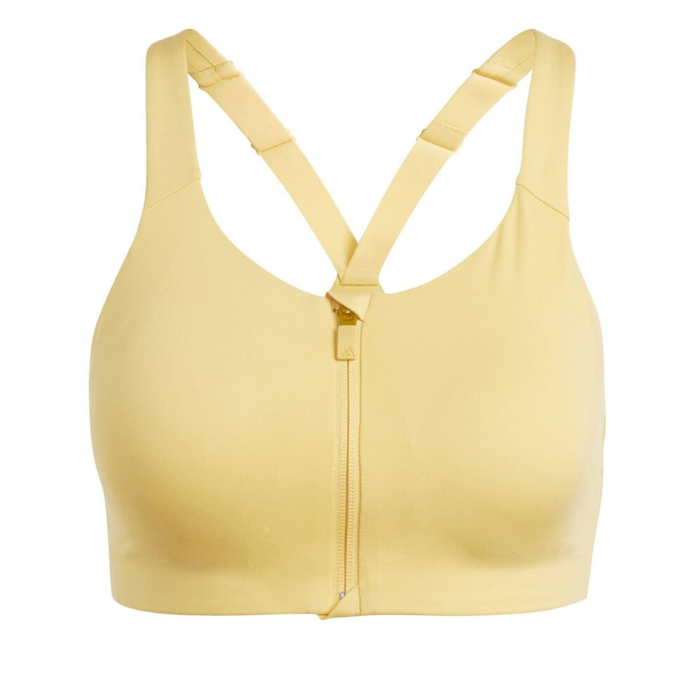 Adidas (32A, Yellow) Womens/Ladies Zip Front Snug Fit Sports Bra
