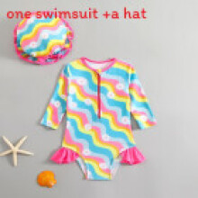 (Rainbow,S(Child))Girls Cartoon Swimsuit With Quickdry Polyester For Water Play And Protection Sun