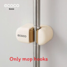 (Cream)Plastic Wall Hook Storage With No Drilling For Mop And Broom Holder Bathroom
