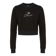 (M, Black) Diesel Womens/Ladies Embroidered Logo Slim Crop Sweatshirt