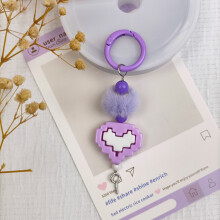 (Purple Heart) Playful Melad Asymmetrical Jewelry With Cookie Bear Bunny And Heart Charms For Teens
