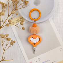 (Orange Heart) Playful Melad Asymmetrical Jewelry With Cookie Bear Bunny And Heart Charms For Teens
