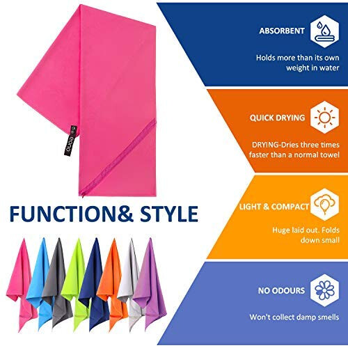 Eono Microfiber Towel, Ultra Absorbent, Quick Dry, Super Light and Compact 2