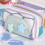 (Purple) Large Capacity Multifunctional Pencil Case Star Badges Design Office Use Middle 1