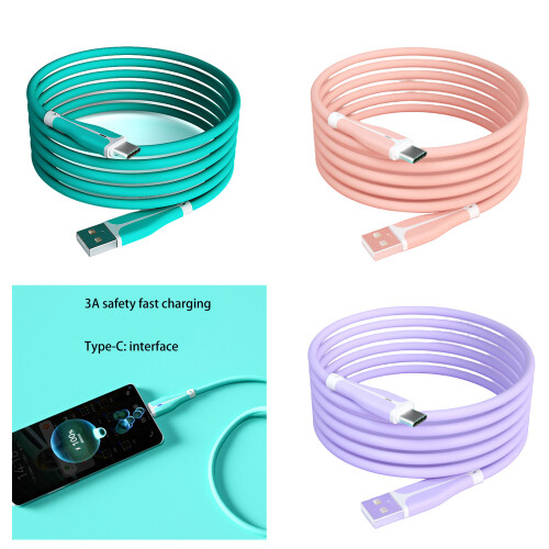 3.28ft/1m 3A Super Fast Charging Cable Data Line with Light Quick Phone Cord Pink 2