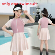 (Pink,4XL)Childrens Onepiece Swimsuit Girls Conservative Bathing Suit For Sports Water