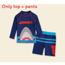 (Blue Shark,2XL(Child))Boys Swimwear Set With Elastic Polyester And Cartoon Print Design For Poolside
